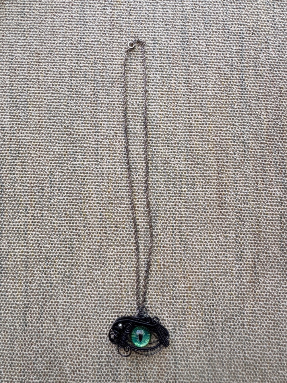 Twisted Wire Goth Eye Pendant - handmade - Picture 3 of 6